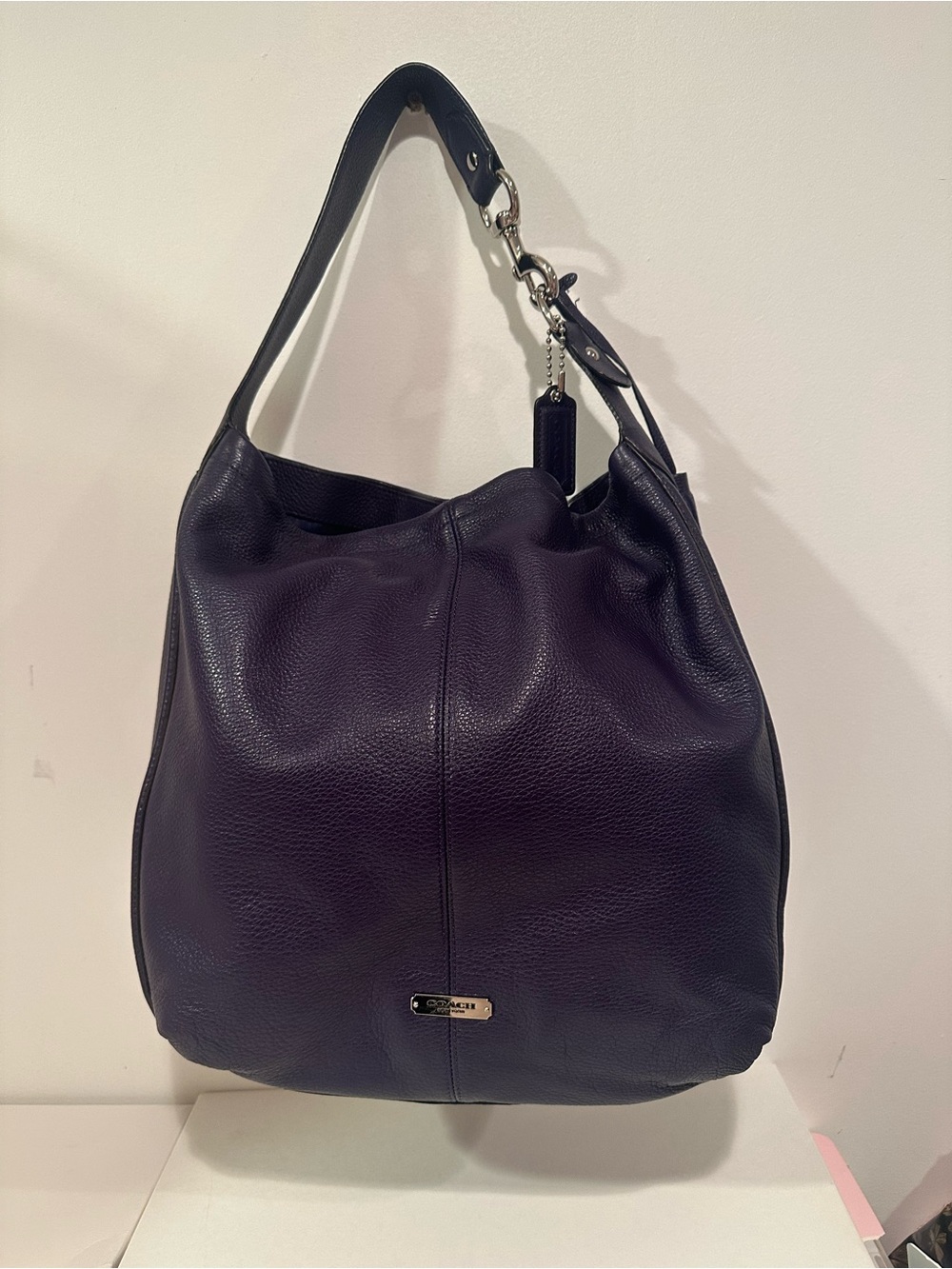 Coach Pebbled Leather Hobo in Dark Purple